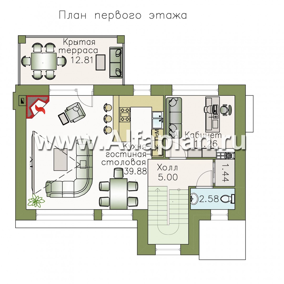 Проекты домов Альфаплан - «Альпина» - трехэтажный коттедж с гаражом для маленького участка - план проекта №2