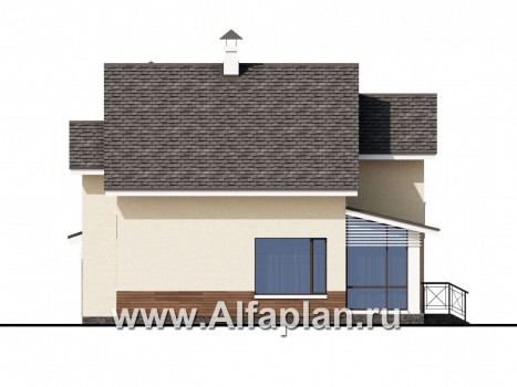 Проекты домов Альфаплан - «Реалист» - загородный дом с верандой и навесом для машины - превью фасада №3