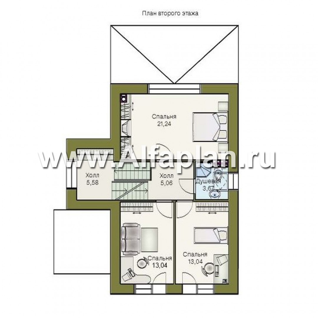 Проекты домов Альфаплан - «Экспрофессо» - комфортный дом для узкого участка - план проекта №3