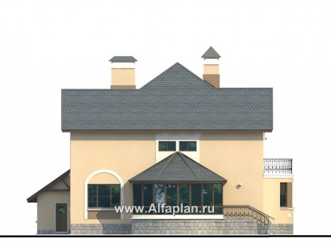 «Амбиент» - красивый проект двухэтажного дома с эркером и с террасой, открытая планировка, с гаражом на 2 авто - превью фасада дома
