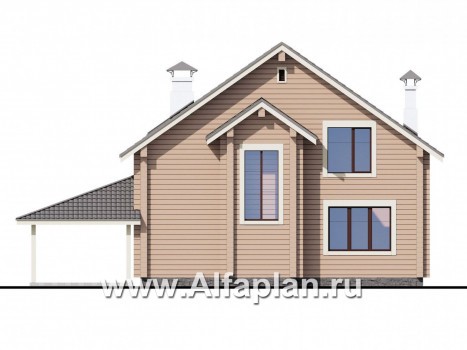 Проекты домов Альфаплан - «АльфаВУД» - деревяный дом из клееного бруса - превью фасада №4