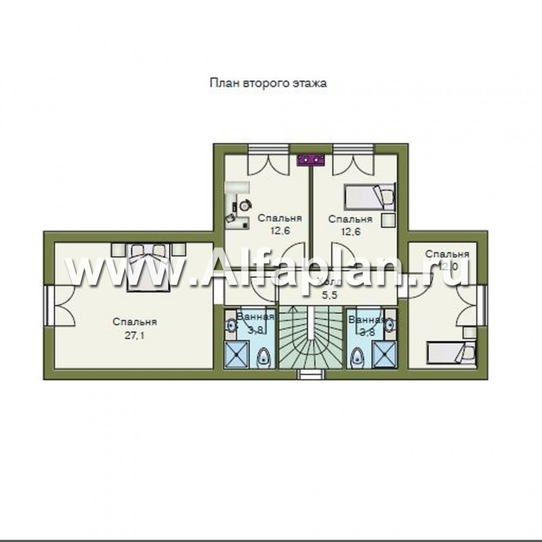 Проекты домов Альфаплан - «Яблоко» - дом для узкого участка с рельефом - изображение плана проекта №3