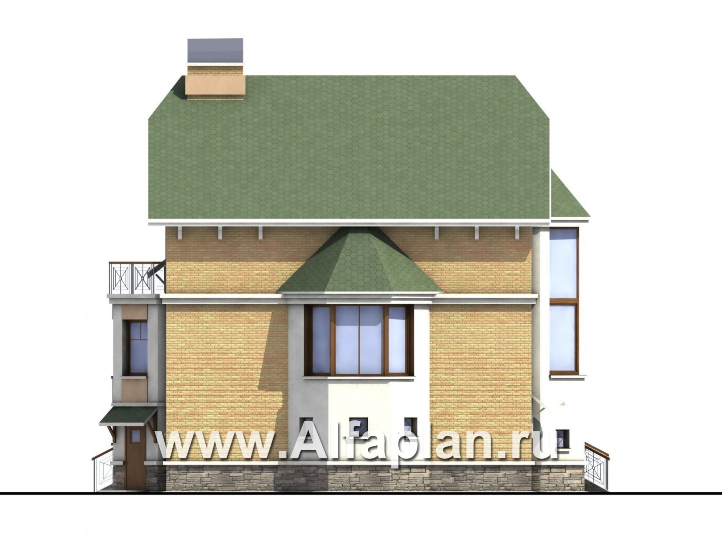 Проекты домов Альфаплан - «Крестный Пачино»  - фешенебельный загородный дом - изображение фасада №3