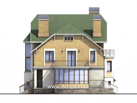 Проекты домов Альфаплан - «Крестный Пачино»  - фешенебельный загородный дом - превью фасада №2
