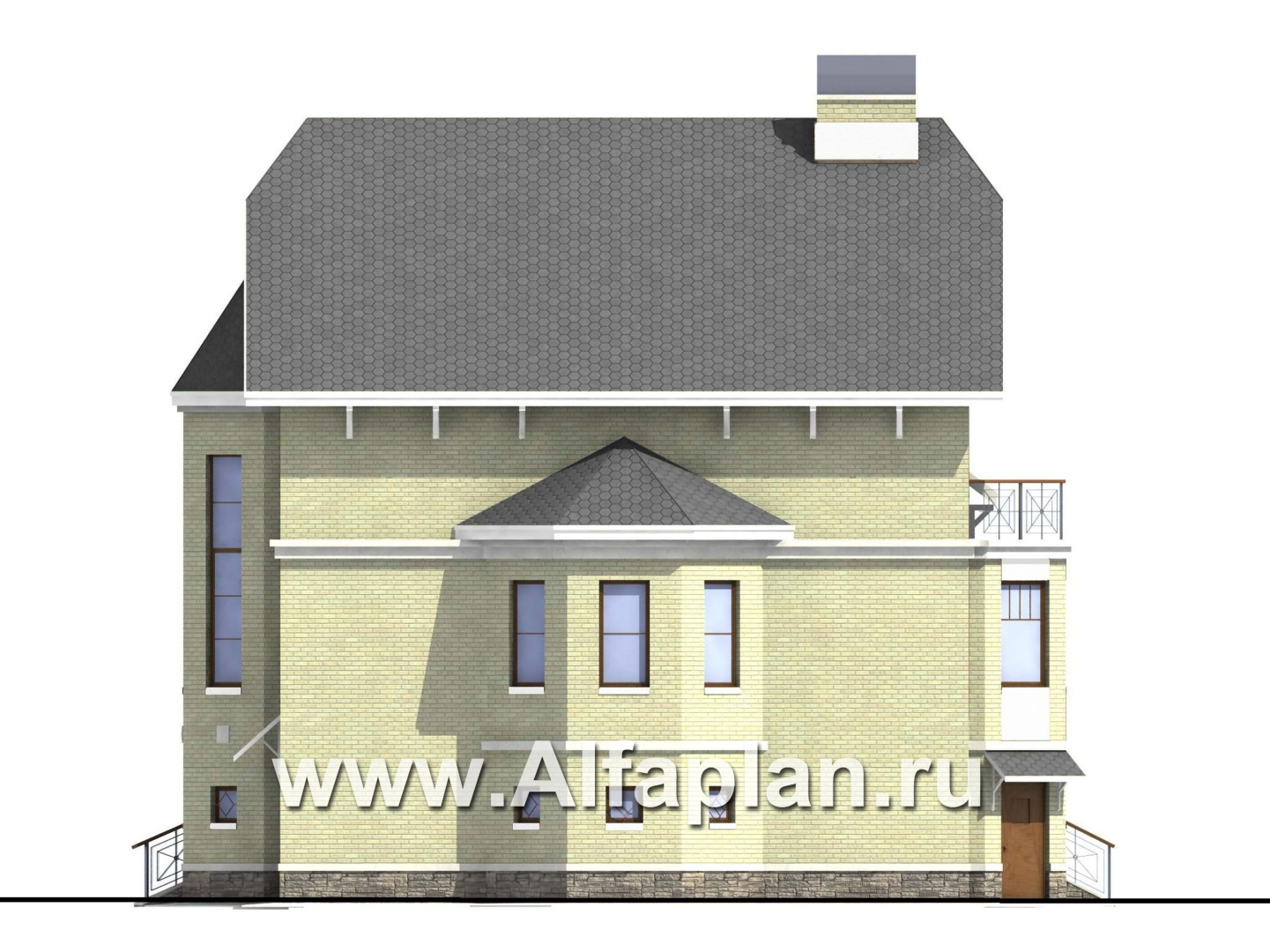 Проекты домов Альфаплан - «Верона» - респектабельный коттедж с гаражом - изображение фасада №2