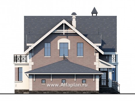 «Стелла» - «Стелла»- проект дома с мансардой, с террасой, в английском стиле, с гаражом - превью фасада дома
