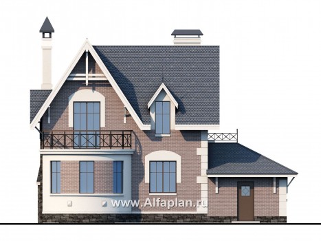 «Стелла» - «Стелла»- проект дома с мансардой, с террасой, в английском стиле, с гаражом - превью фасада дома