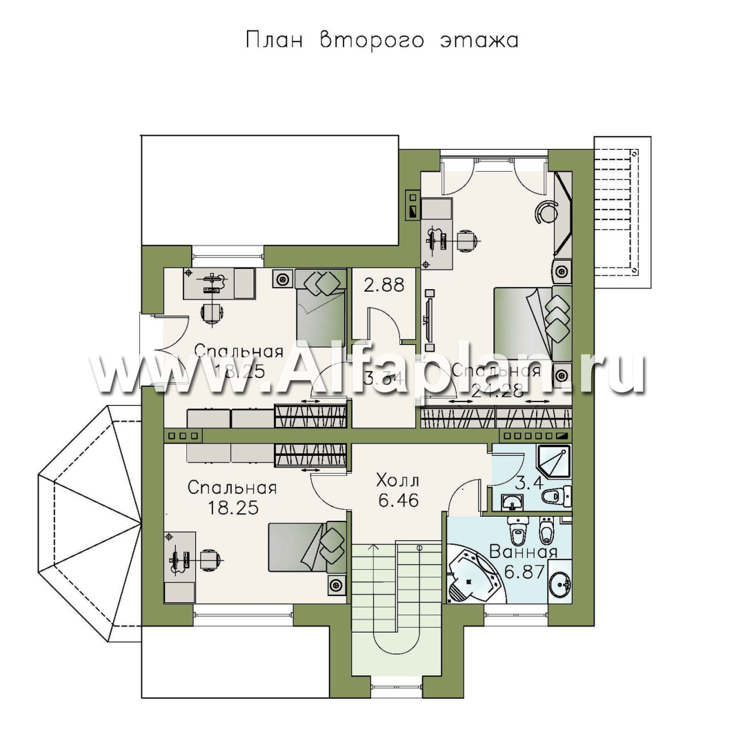 Проекты домов Альфаплан - «Маленький принц» - компактный коттедж с цокольным этажом - план проекта №3