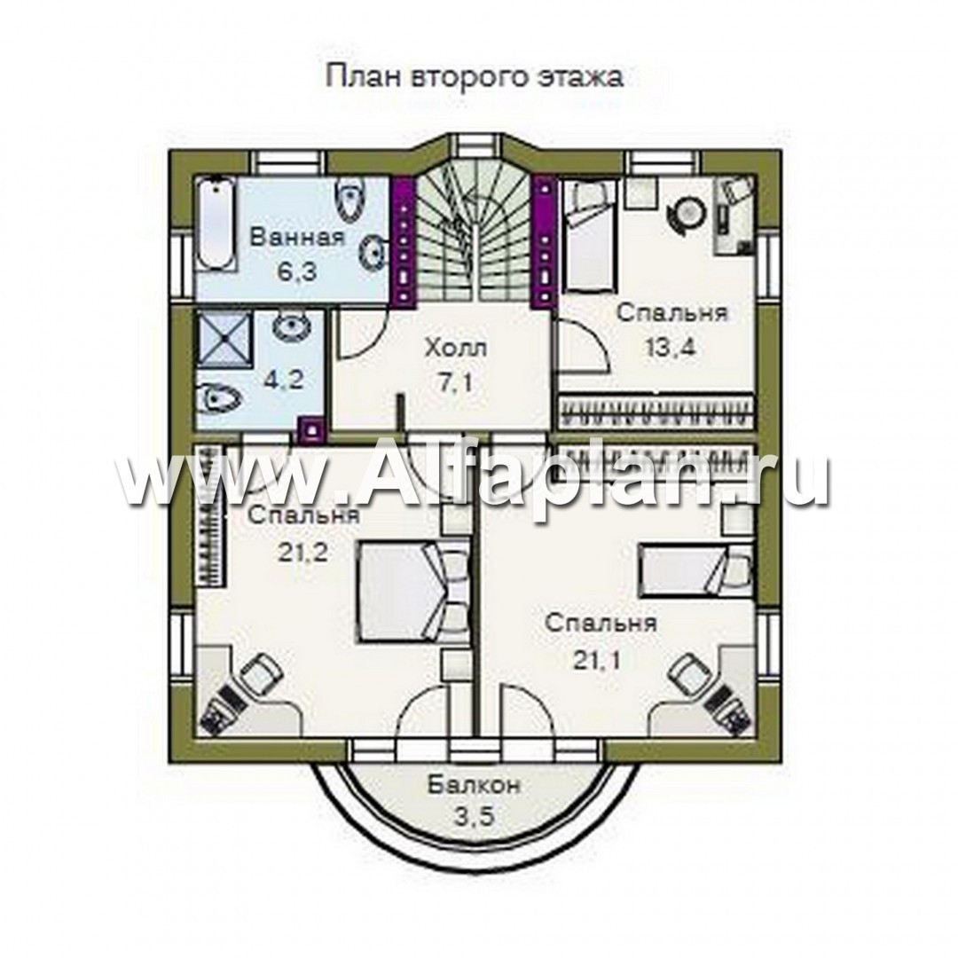 Проекты домов Альфаплан - «Дом светлячка» - трехэтажный дом с мансардой - план проекта №3