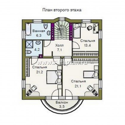 Проекты домов Альфаплан - «Дом светлячка» - трехэтажный дом с мансардой - превью плана проекта №3
