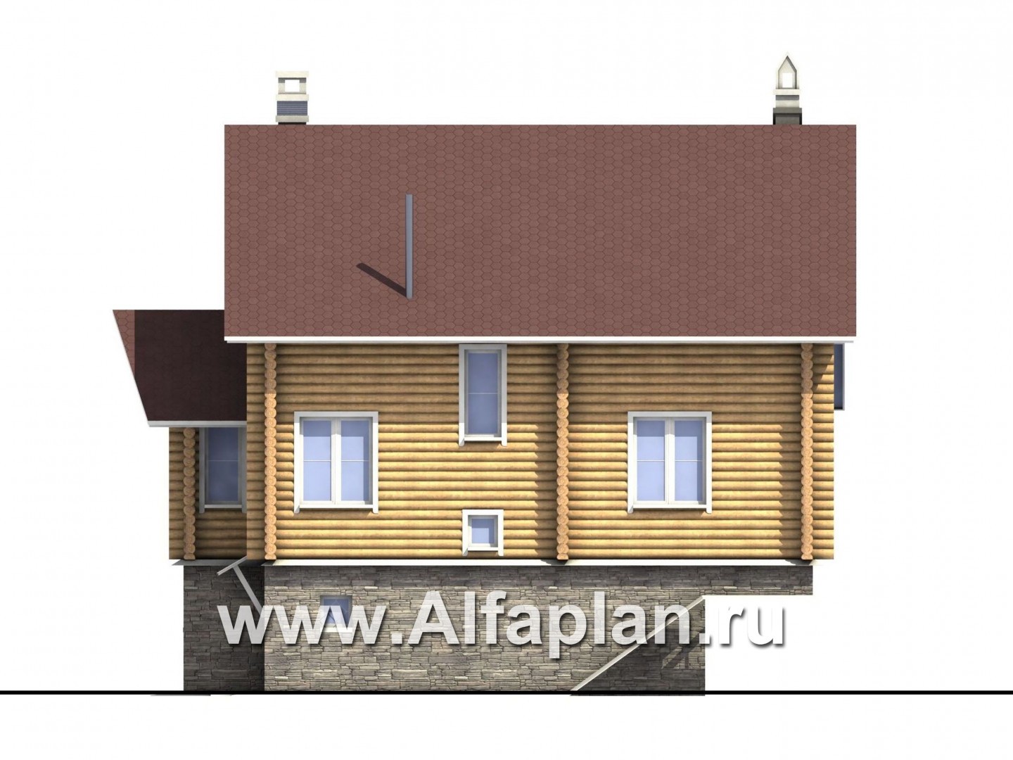 Проекты домов Альфаплан - «Усадьба» - деревянный  дом с высоким цоколем - изображение фасада №4
