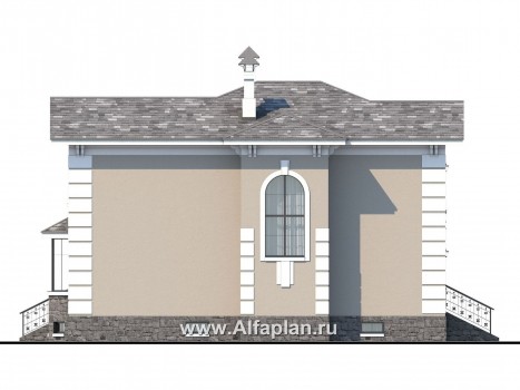Проекты домов Альфаплан - «Репутация»- аристократический коттедж из блоков с цоколем - превью фасада №3