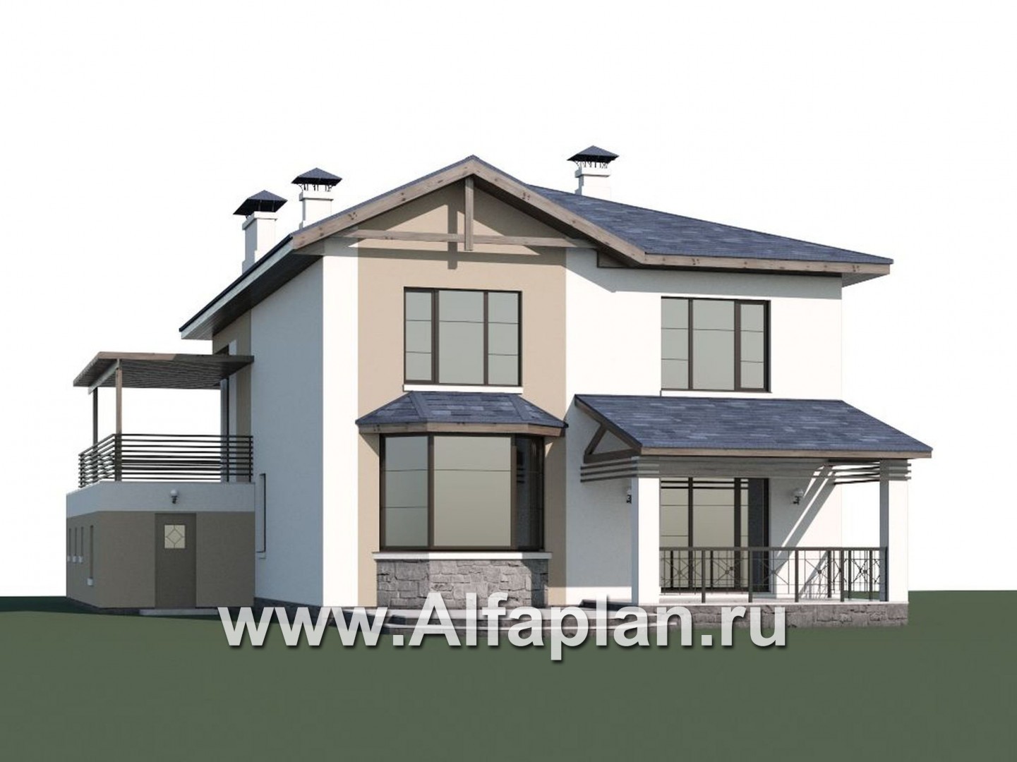 Проекты домов Альфаплан - «Динамика» — современный коттедж с большими гаражом и террасой - дополнительное изображение №1