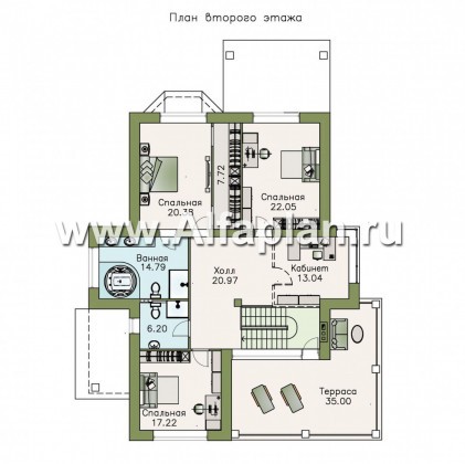 Проекты домов Альфаплан - «Вяземский» - комфортабельный коттедж с террасами для отдыха - превью плана проекта №2
