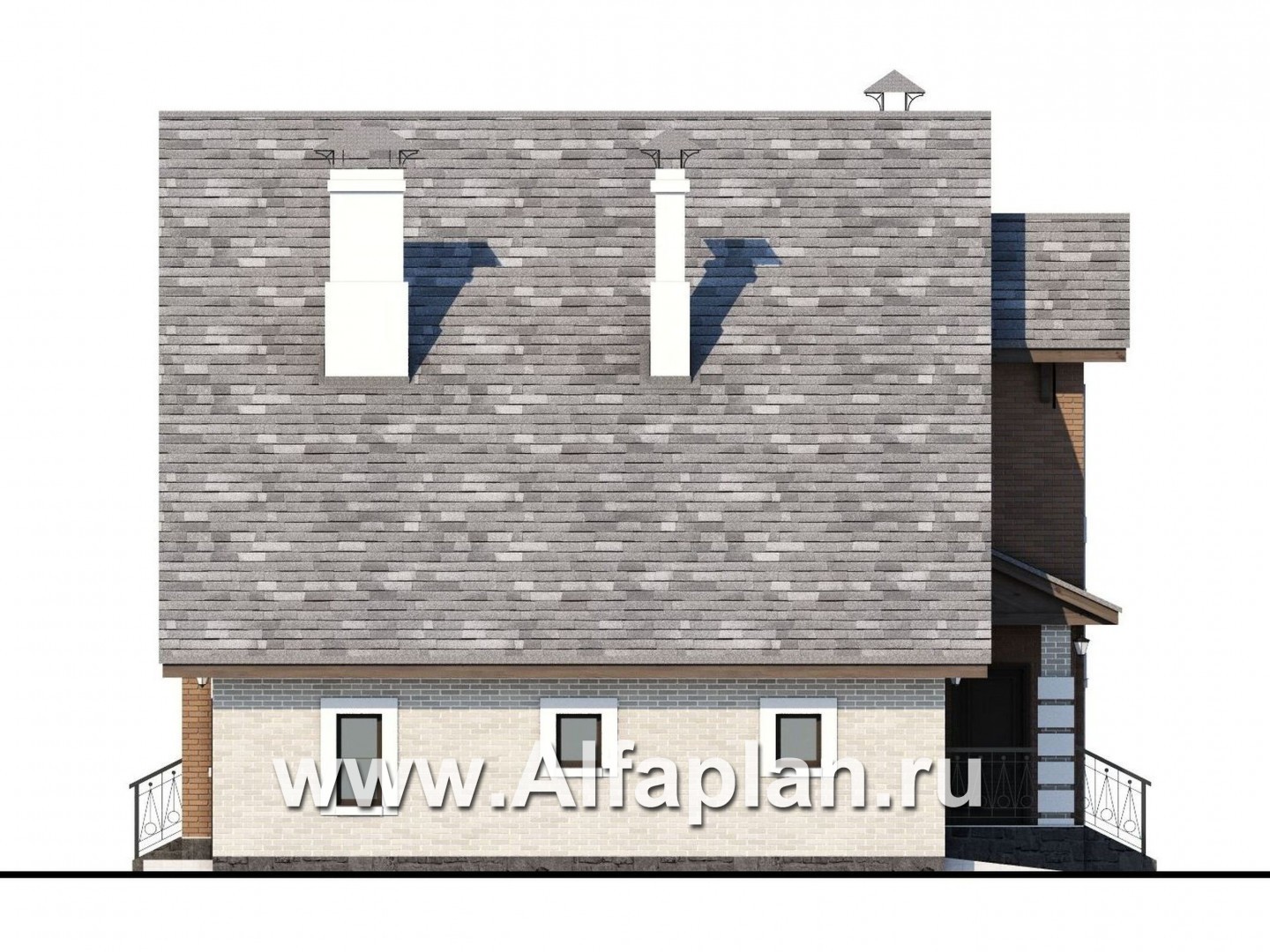 Проекты домов Альфаплан - «Виконт» - коттедж с гаражом и простой двускатной кровлей - изображение фасада №3