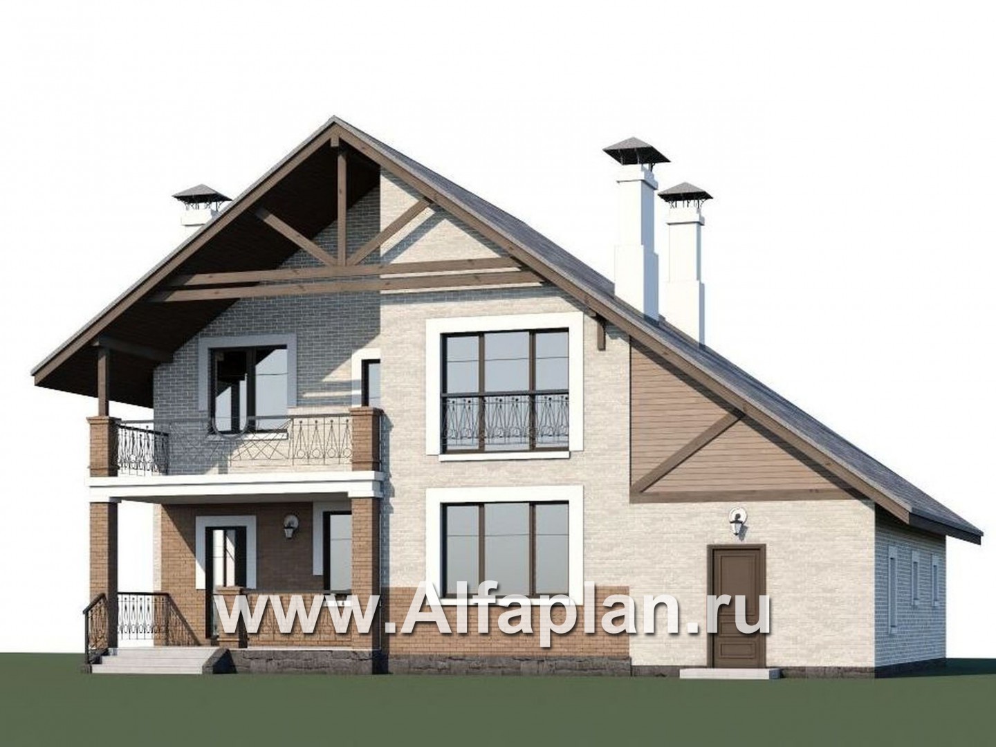 Проекты домов Альфаплан - «Виконт» - коттедж с гаражом и простой двускатной кровлей - дополнительное изображение №1