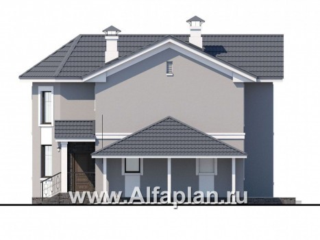 Проекты домов Альфаплан - «Веста» - небольшой удобный дом c гаражом-навесом - превью фасада №2