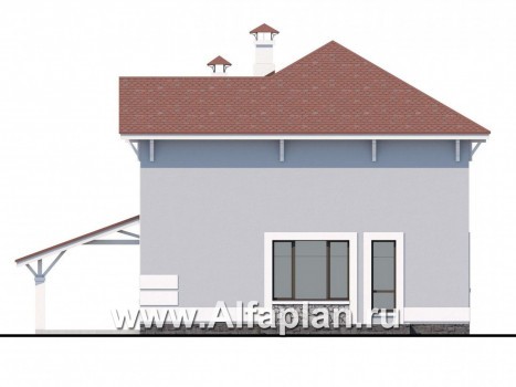 Проекты домов Альфаплан - «Линия жизни» - удобный дом для небольшой семьи - превью фасада №4