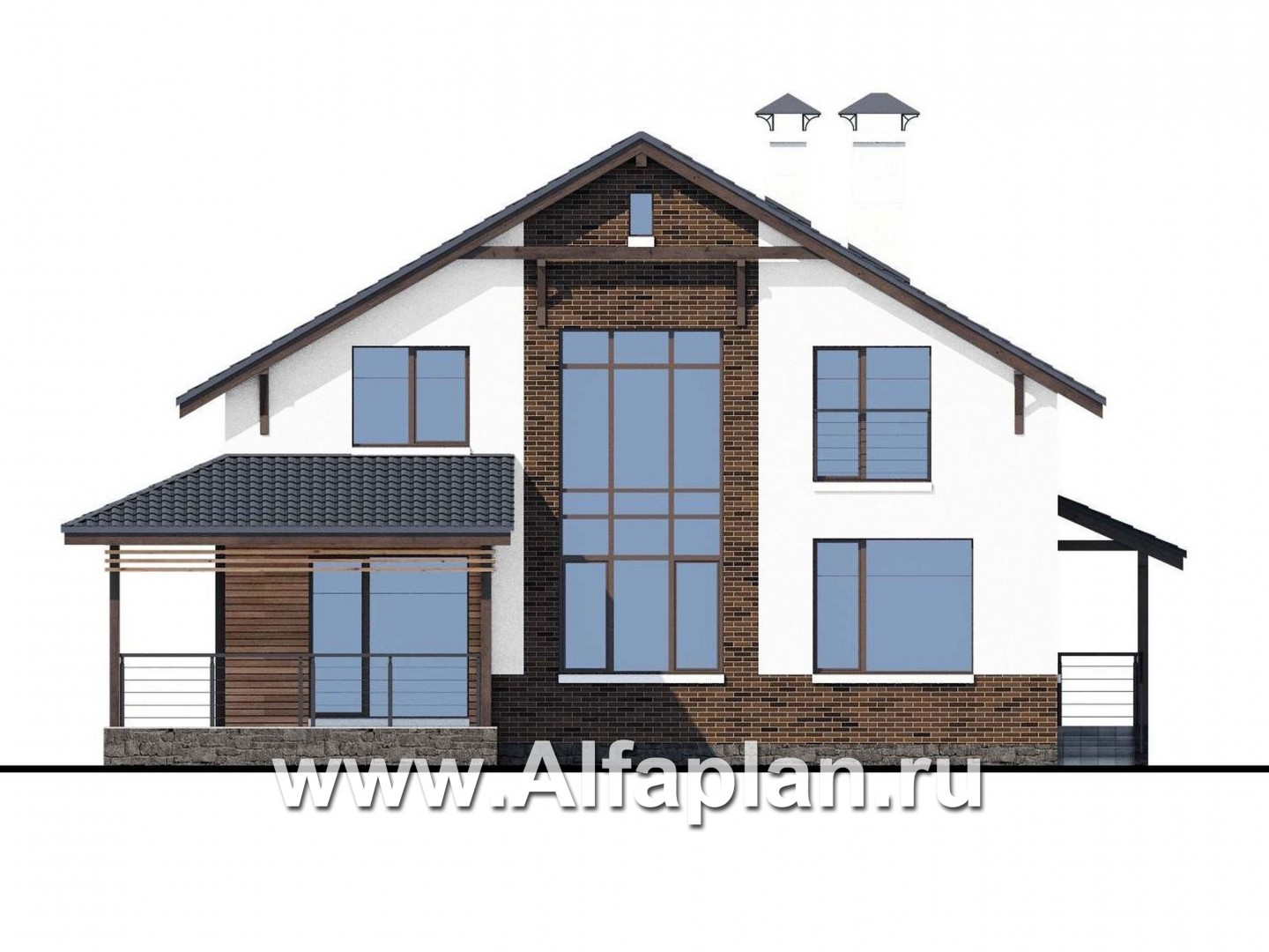 Проекты домов Альфаплан - «Галс» - двухэтажный коттедж со вторым светом - изображение фасада №4