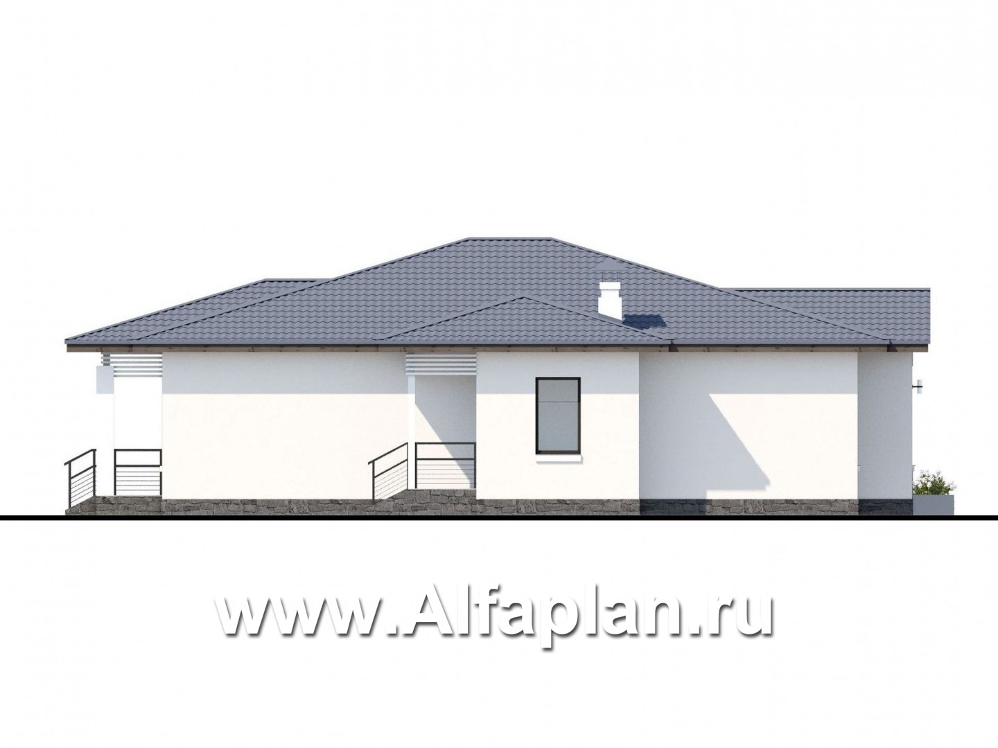 «Калипсо» - проект одноэтажного дома, 4 спальни, c террасой, в современном стиле - фасад дома