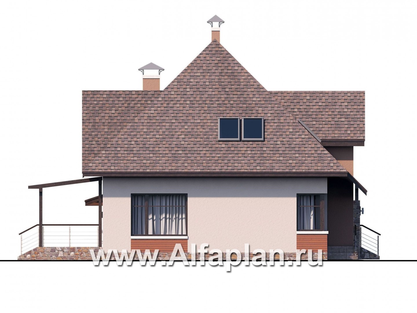 Проекты домов Альфаплан - «Орион» - современный мансардный дом с гаражом - изображение фасада №3