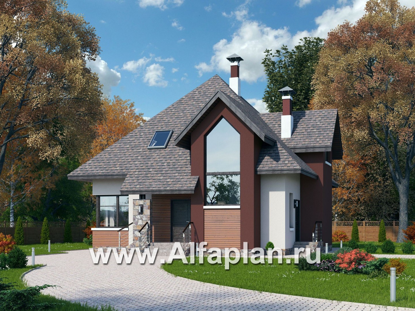 Проекты домов Альфаплан - «Орион» - современный мансардный дом - основное изображение