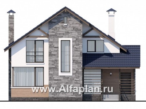 Проекты домов Альфаплан - Кирпичный дом «Валаам» с мансардой - превью фасада №1