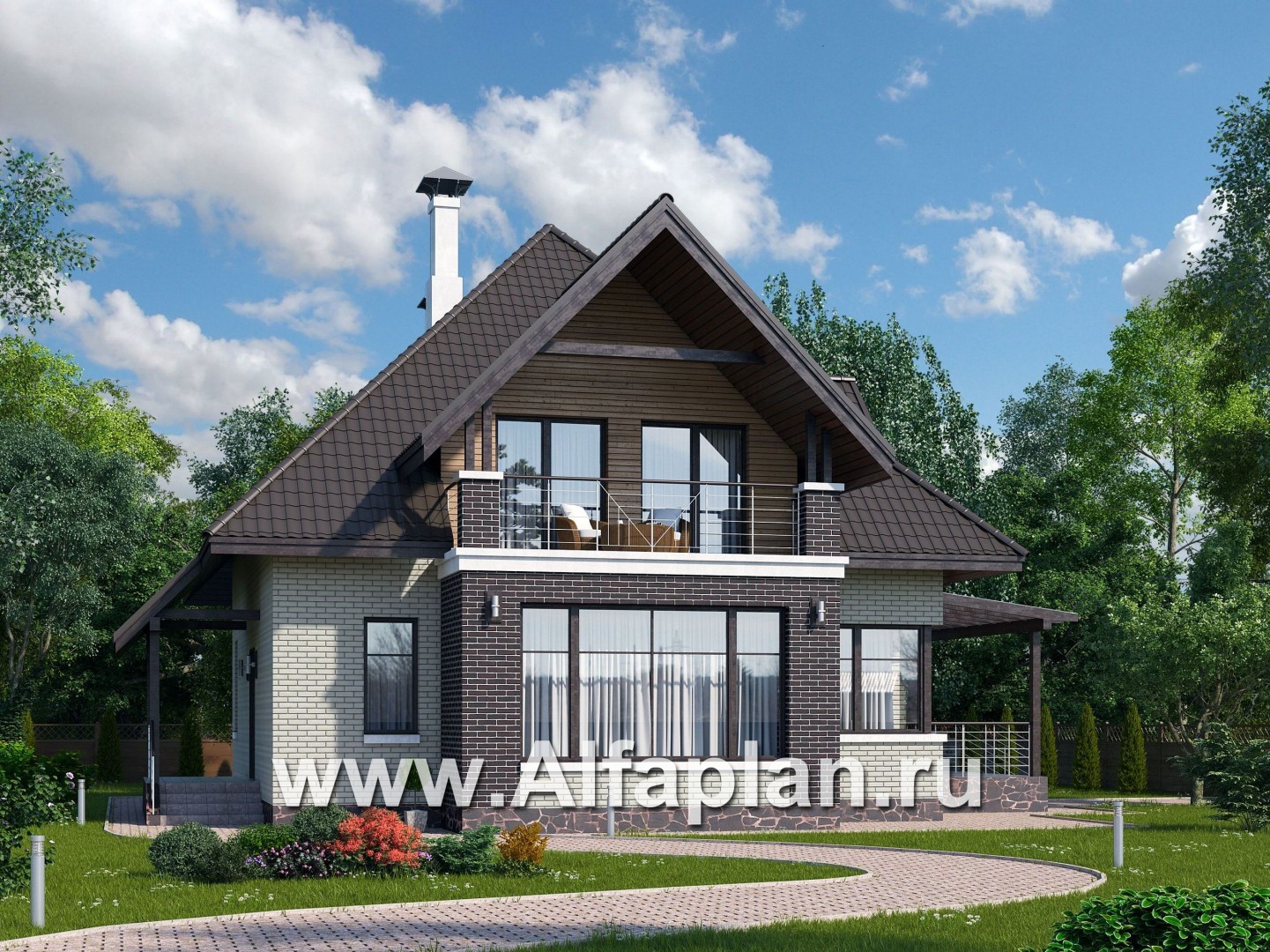 Проекты домов Альфаплан - «Арктур»  - современный мансардный дом - основное изображение