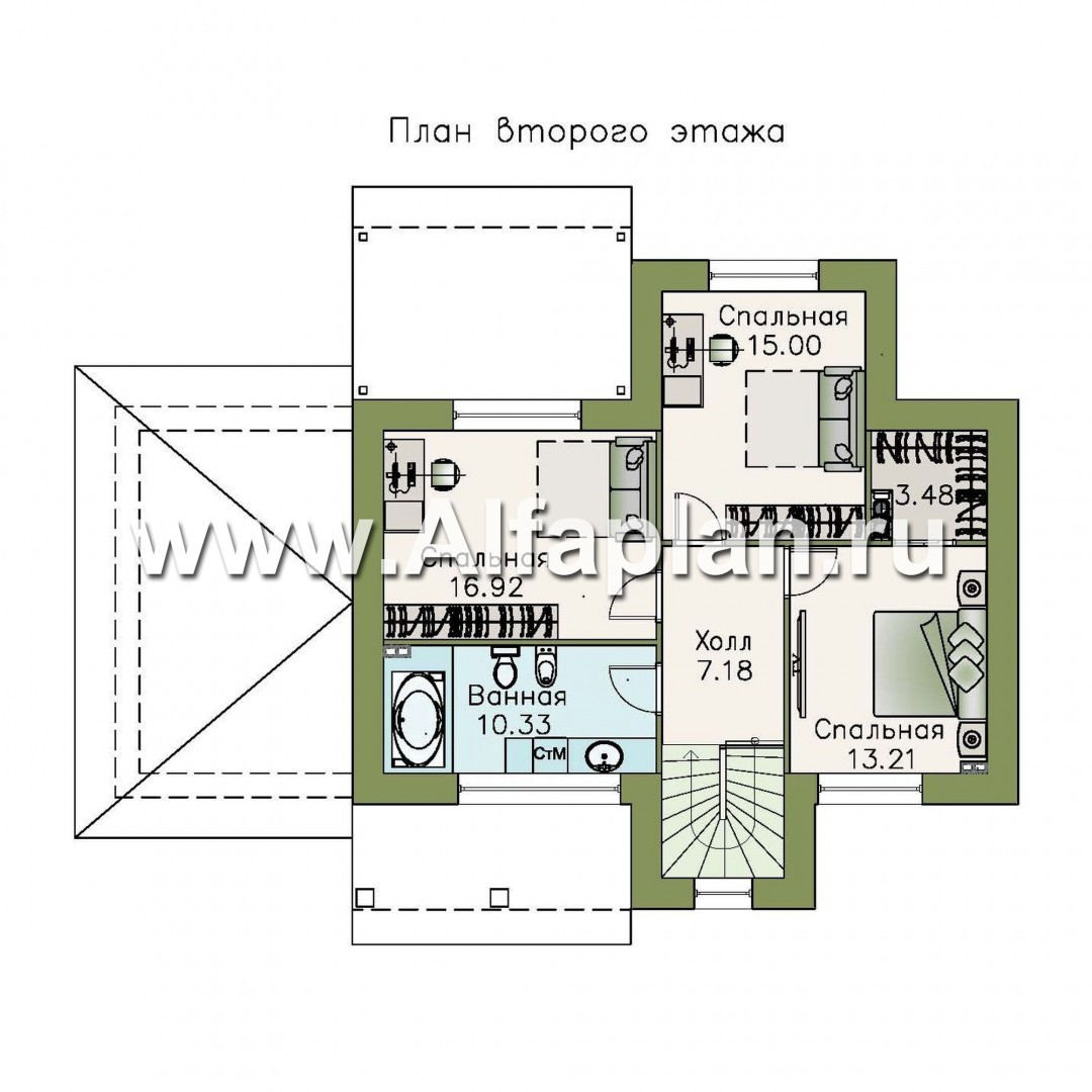Проекты домов Альфаплан - «Территория комфорта» - современный дом - шале с гаражом - изображение плана проекта №2