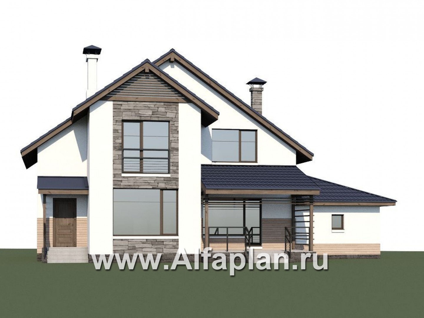 Проекты домов Альфаплан - «Территория комфорта» - современный дом - шале с гаражом - дополнительное изображение №1