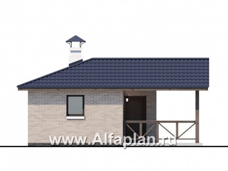 Проекты домов Альфаплан - Небольшая уютная баня с террасой (беседкой) - превью фасада №3