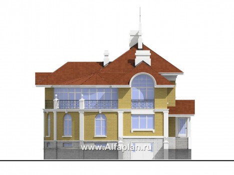 Проекты домов Альфаплан - «Флоренция» - дом в стиле эпохи Возрождения с крытой террасой - превью фасада №1