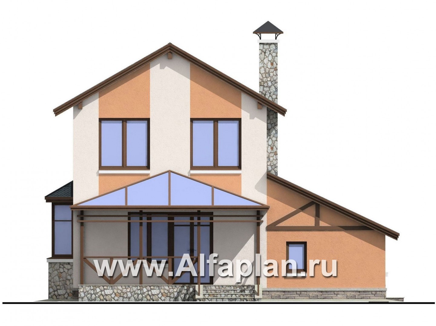 Проекты домов Альфаплан - «Премьера» - компактный дом с навесом для машины - изображение фасада №4