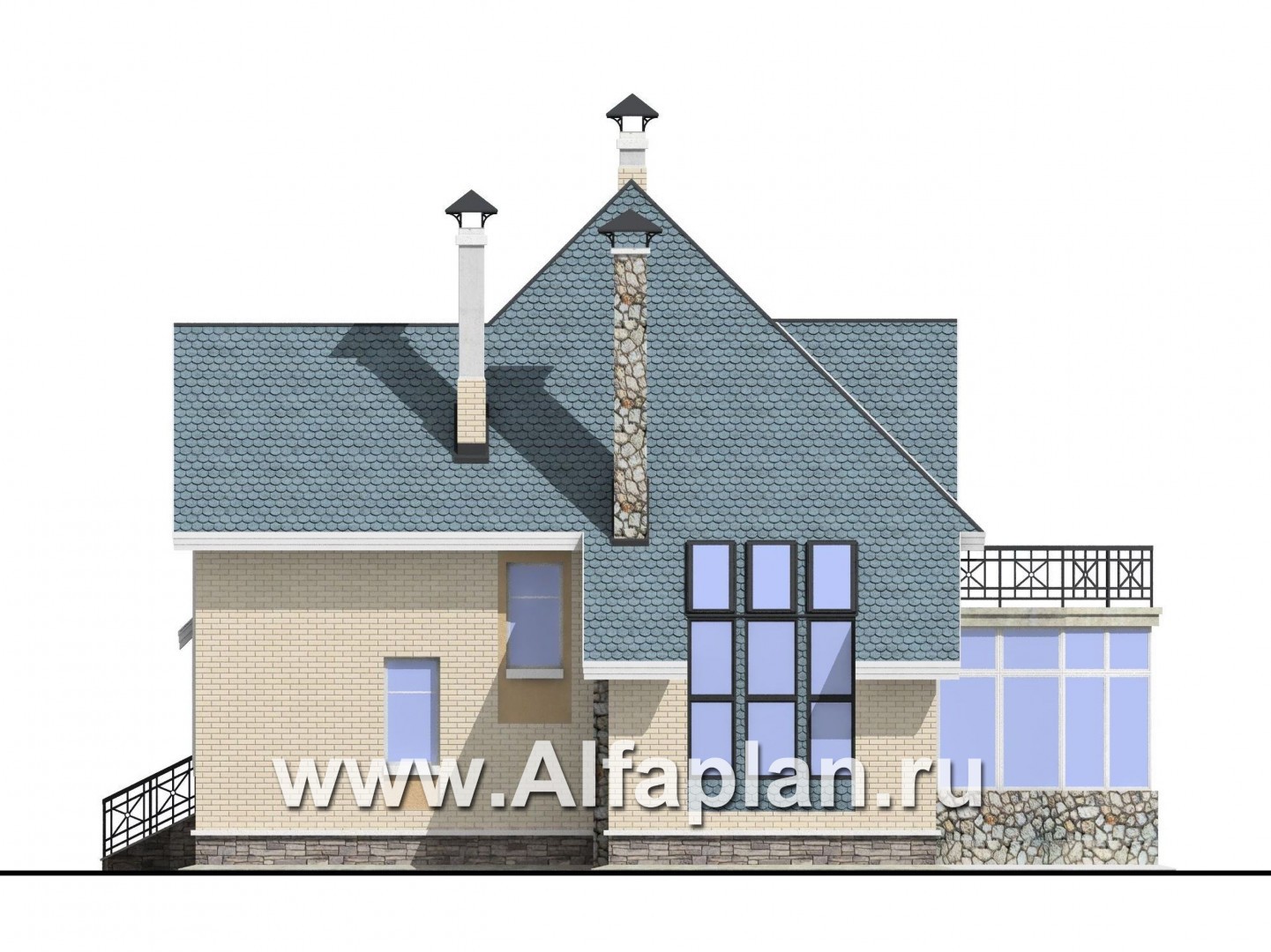 Проекты домов Альфаплан - Коттедж с окнами верхнего света - изображение фасада №2