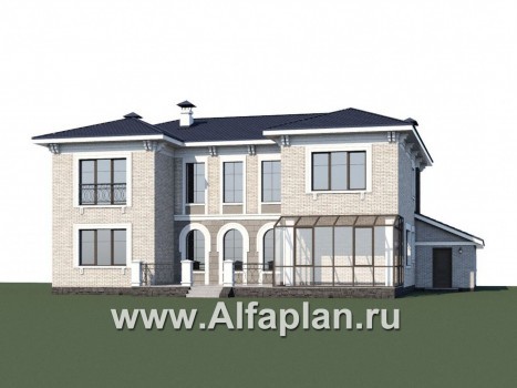 «Меньшиков» - проект двухэтажного дома, с террасой и с гаражом,вилла в стиле эклектика - превью дополнительного изображения №1