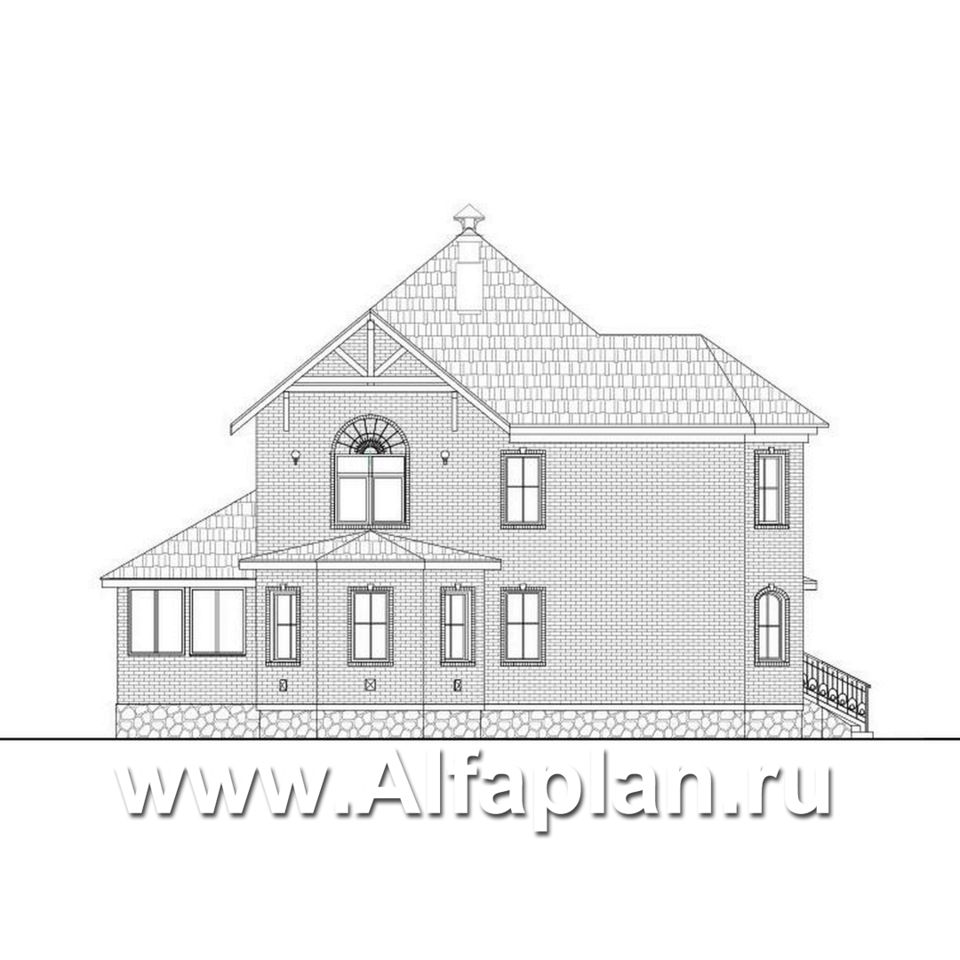 Проекты домов Альфаплан - «Амбиент» - респектабельный дом с гаражом на два автомобиля - изображение фасада №3