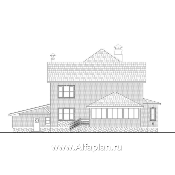 Проекты домов Альфаплан - «Амбиент» - респектабельный дом с гаражом на два автомобиля - превью фасада №4