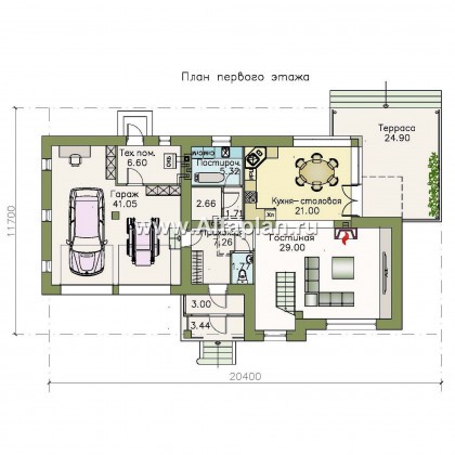 Проекты домов Альфаплан - «Дипломат Плюс» - дом с бильярдной и гаражом на два автомобиля - превью плана проекта №1