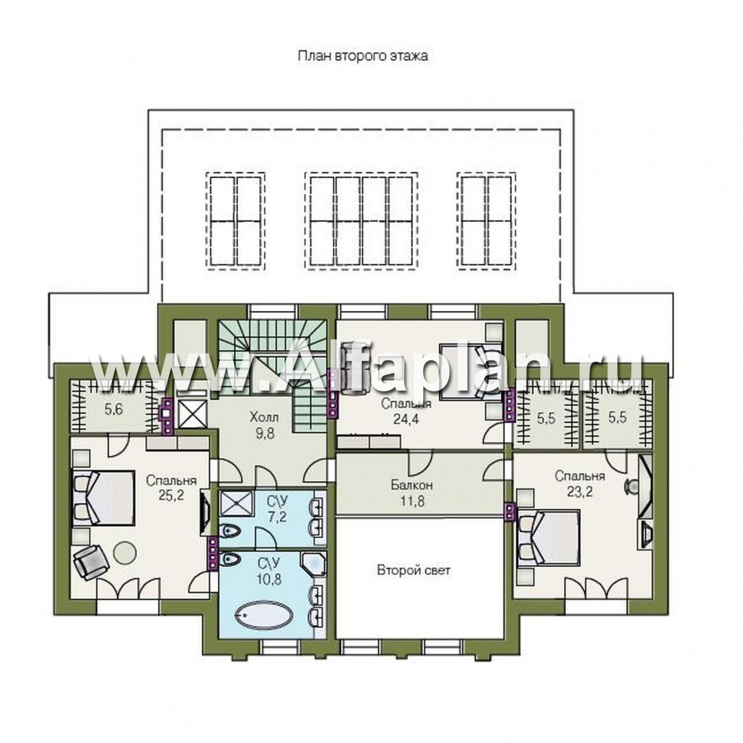 Проекты домов Альфаплан - «Поместье» - элитный коттедж в классическом стиле - план проекта №3