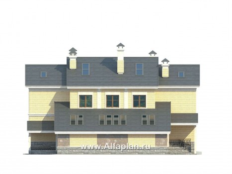 «Поместье» - проект двухэтажного дома, с мансардой и двусветной гостиной, вилла в классическом стиле - превью фасада дома