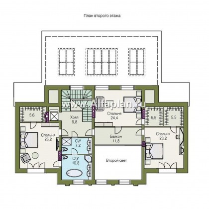 «Поместье» - проект двухэтажного дома, с мансардой и двусветной гостиной, вилла в классическом стиле - превью план дома