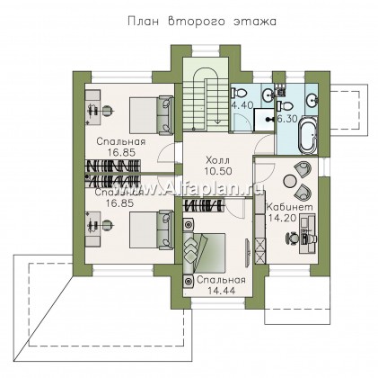 «Светлая полоса» - проект двухэтажного дома, современный стиль, с террасой - превью план дома
