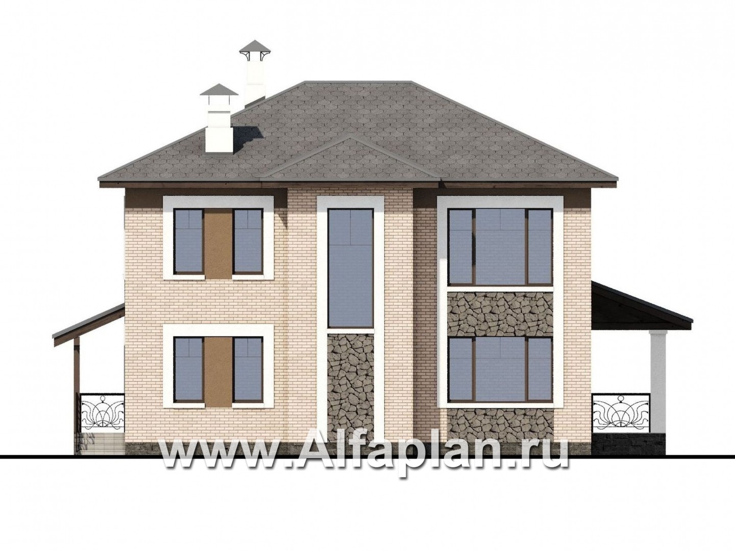 «Арт-Нуво» - проект двухэтажного дома,  с террасой, в стиле модерн - фасад дома
