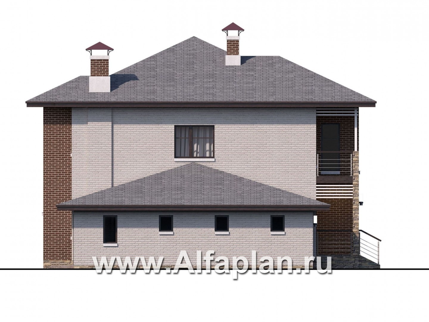 Проекты домов Альфаплан - «Печора» - стильный двухэтажный коттедж с гаражом - изображение фасада №3
