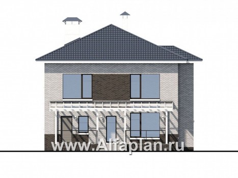 Проекты домов Альфаплан - «Вязьма»- удобный коттедж с двусветной гостиной - превью фасада №4