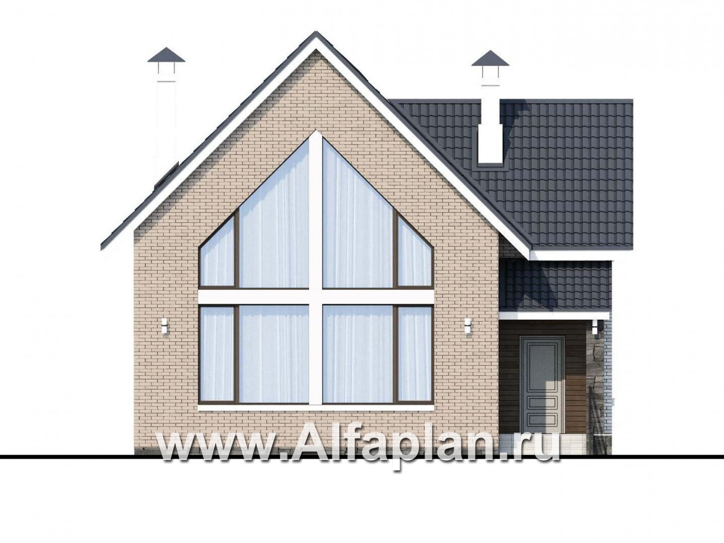 Проекты домов Альфаплан - «Сапфир» - недорогой компактный дом для маленького участка - изображение фасада №1
