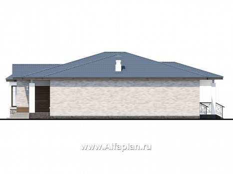 «Калипсо» - проект одноэтажного дома, с сауной и с эркером, с террасой (варианты планировки) - превью фасада дома