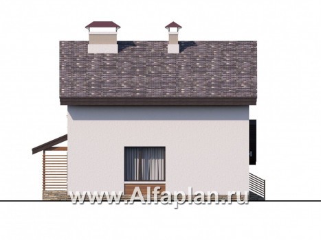 «Оптима»- проект двухэтажного дома, в современном стиле, с  навесом на 1 авто, удобный план - превью фасада дома