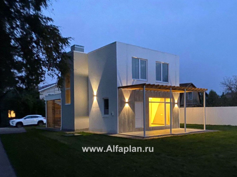«Арс» - проект двухэтажного дома с плоской кровлей, в стиле хай-тек, для узкого участка - превью дополнительного изображения №11