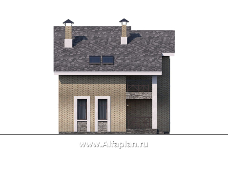 Проекты домов Альфаплан - «Ижора» - небольшой классический дом с двускатной кровлей - превью фасада №3